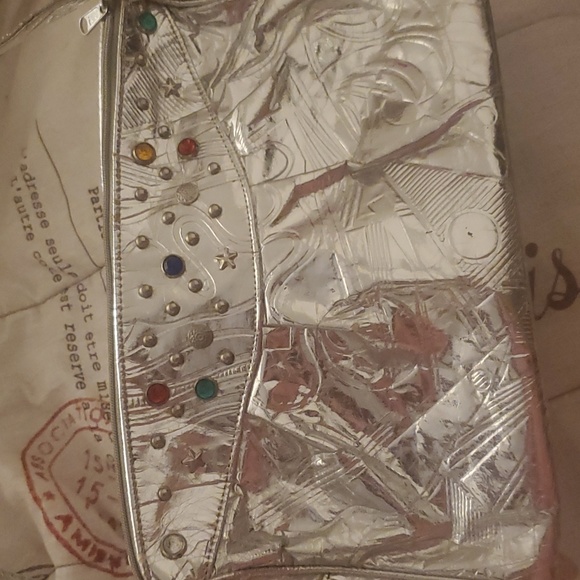 Shiny silver metallic gemstone bag - Picture 2 of 5